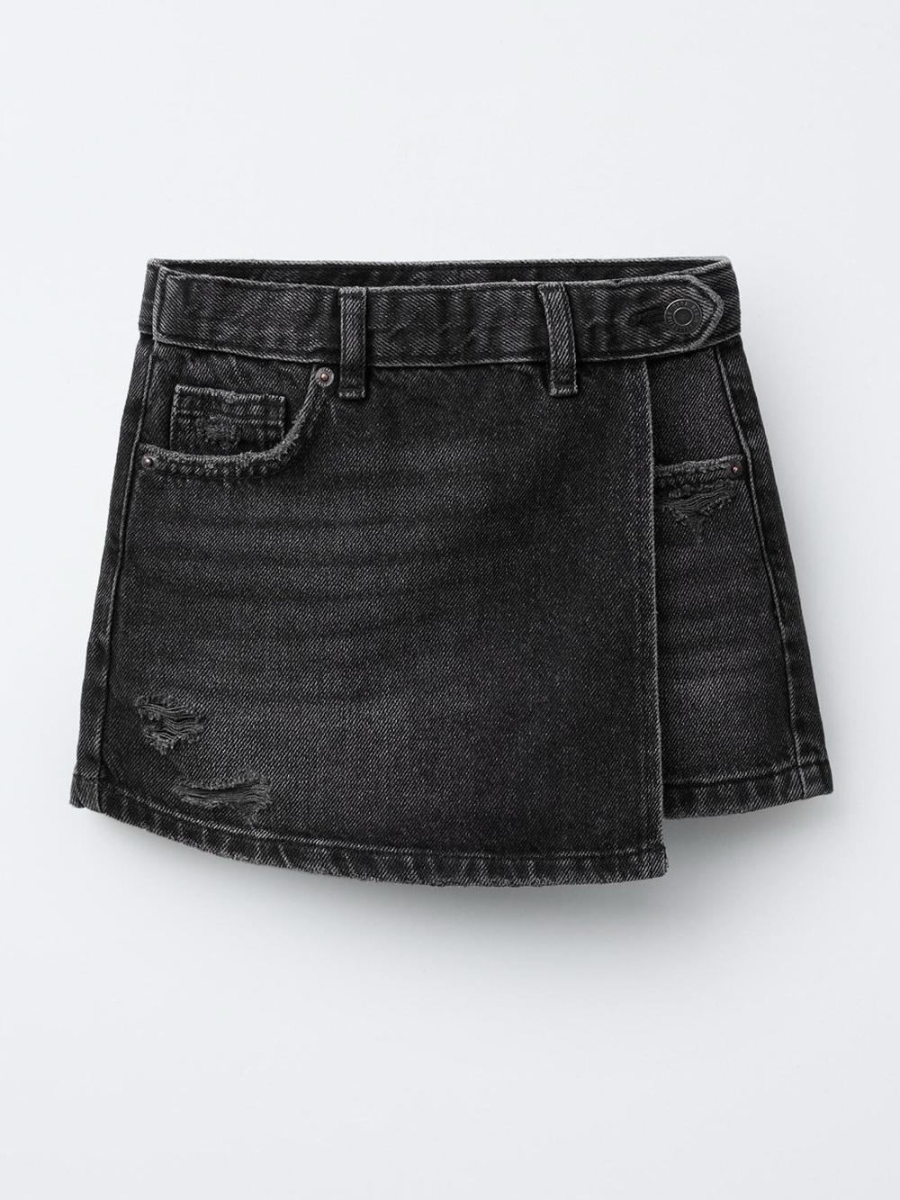 Zara Girls Black Distressed Denim Skort Shorts Jean Skirt NEW Size 13-14 Years